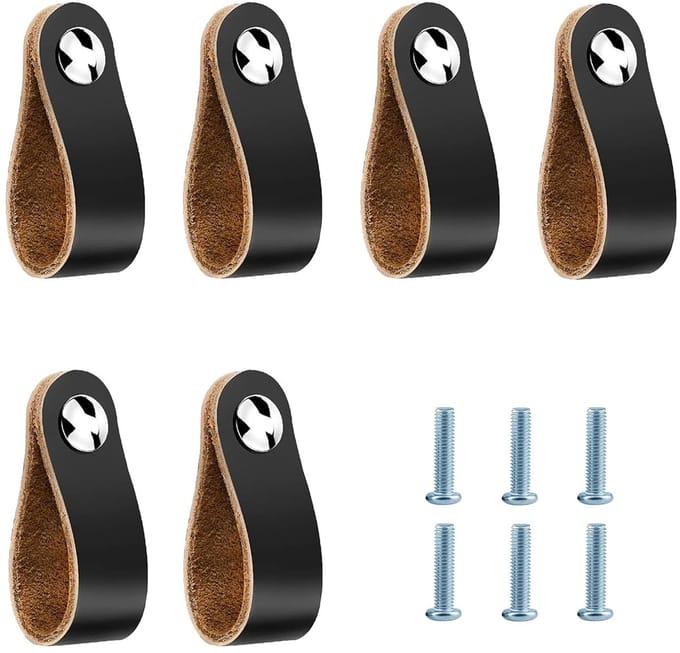 Dailygoods- Lederen Handgrepen - 6 Stuks - Verstelbare Meubelknoppen