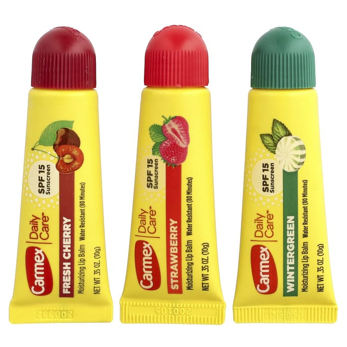 Carmex, Daily Care®, Hydraterende Lippenbalsem, SPF 15, Variëteit, 3-pack, 10g (0.35oz) Elk white