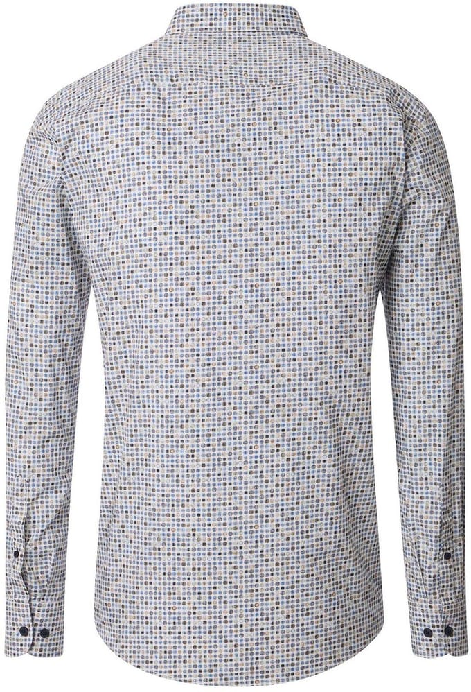 CASA MODA Sport casual fit overhemd - popeline - wit - blauw - bruin dessin