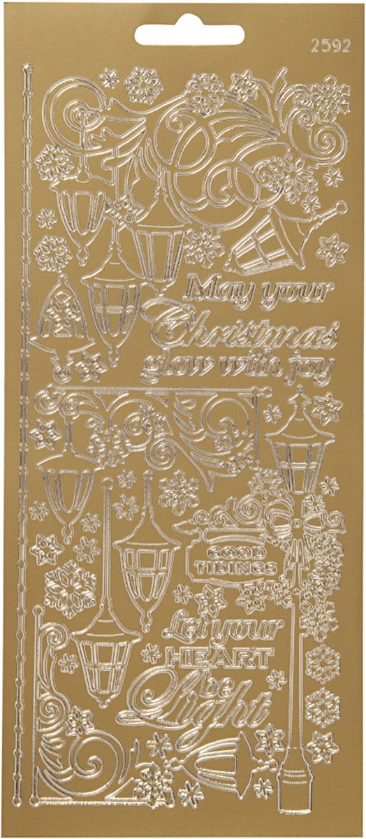 Stickers, lantaarnen, vel 10x23 cm, goud, 1 vel
