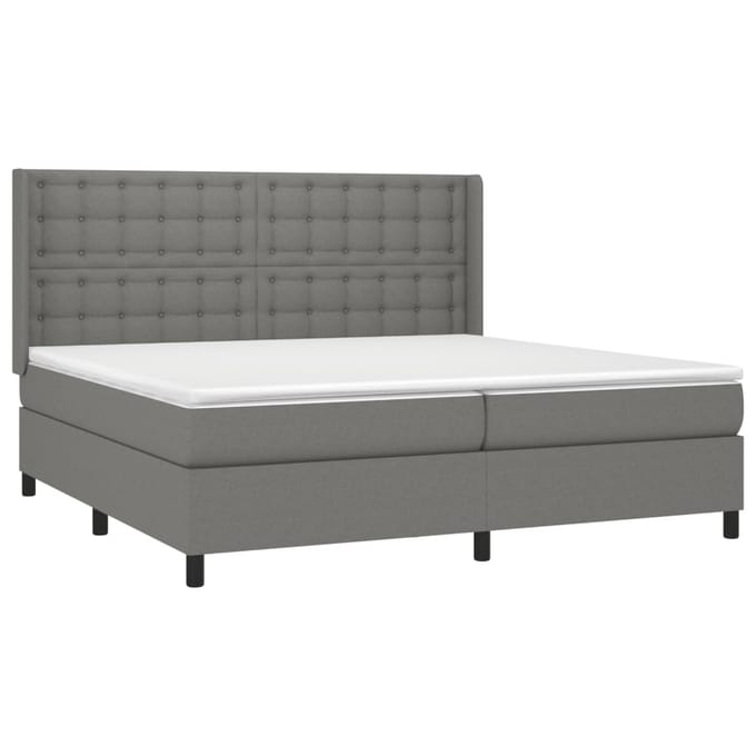 vidaXL - Boxspring - met - matras - stof - donkergrijs - 200x200 - cm