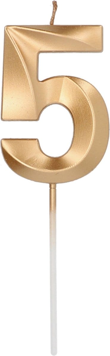Folat - Kaars Glamour Goudkleurig Metallic - cijfer 5