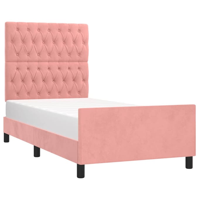 vidaXL - Bedframe - met - hoofdeinde - fluweel - roze - 100x200 - cm