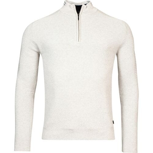 Baileys Trui Half Zip Allover Structure Knit Beige Melange / male