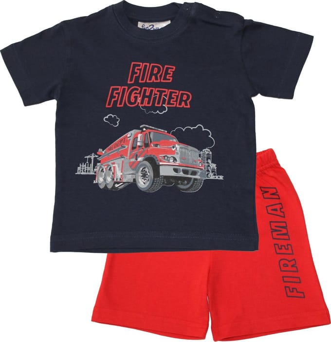 Fun2Wear - Shortama Fire Fighter - Blauw - Maat 152 -