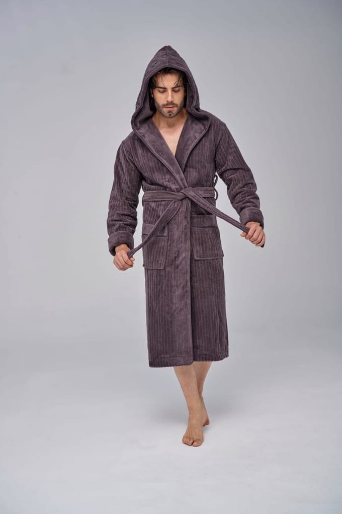 Heren Badjas Alek / Lila/Bruin kleur / maat M