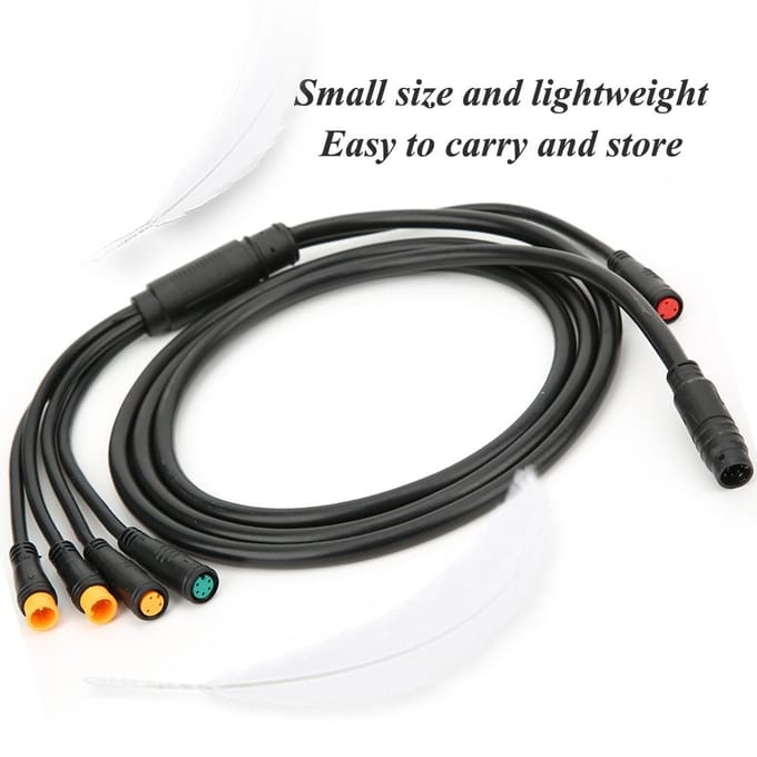 1 voor 5 Geïntegreerde Fietskabel met Lichtfunctie voor Ebike Waterdichte Controller black