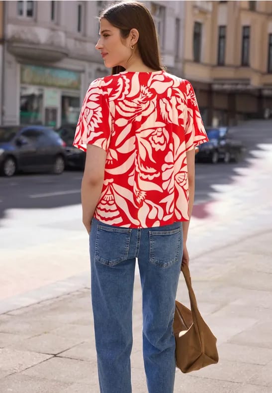 Blouse met V-hals en bloemenpatroon