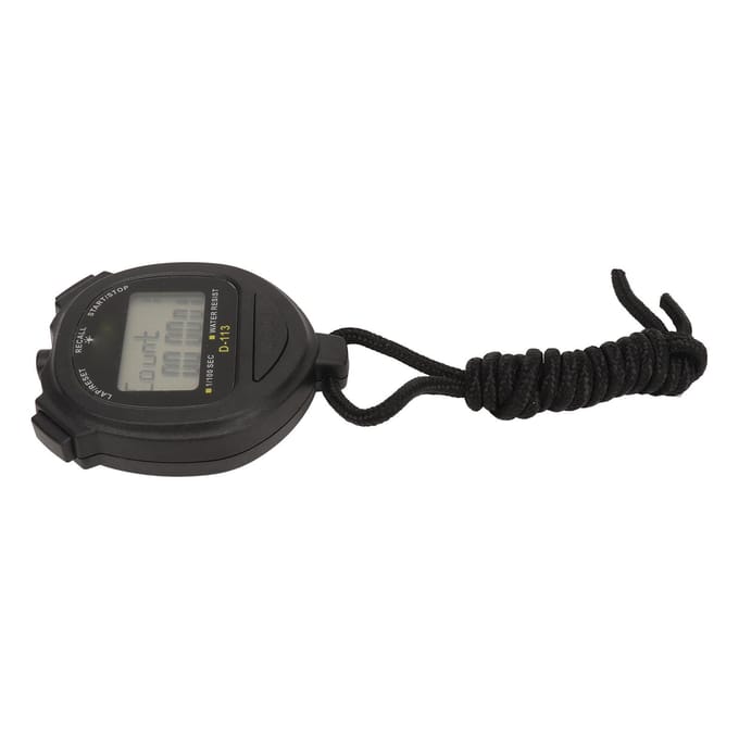Digitale Stopwatch 60 Rondes Geheugen Split Sport Timer Waterdicht met Lanyard Datum Tijd Alarm voor black