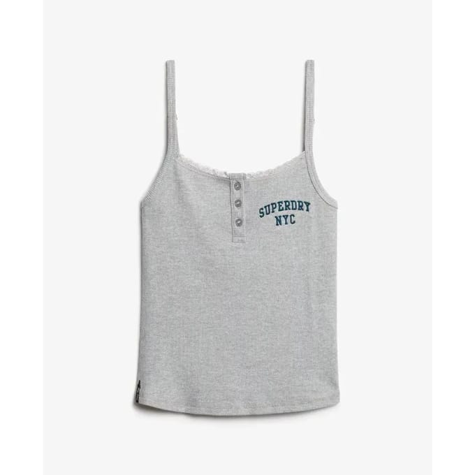 Superdry - Athletic Essentials camitop met knopen en borduursel - Dames - Vesten