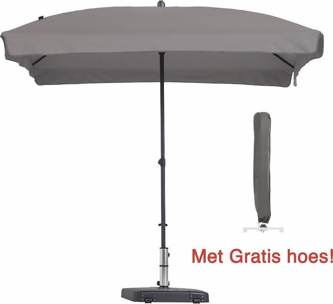 Luxe Parasol rechthoek taupe 210 x 140 cm met hoes
