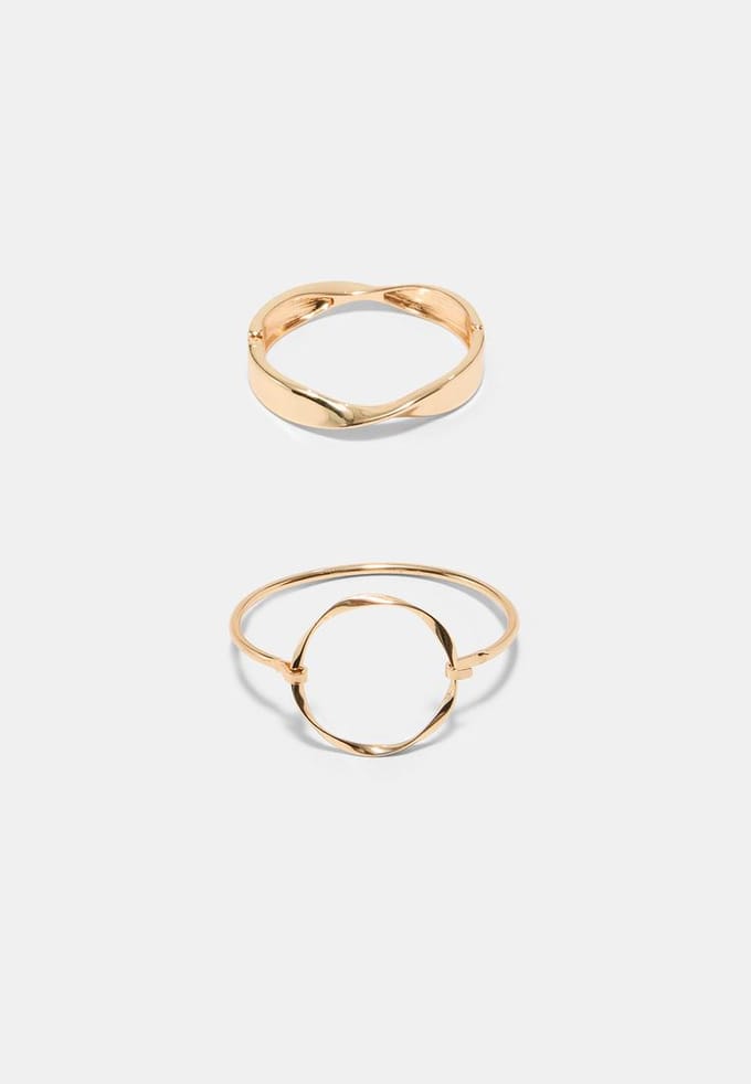 Stradivarius Set van 2 golvende armbanden  Goud OS