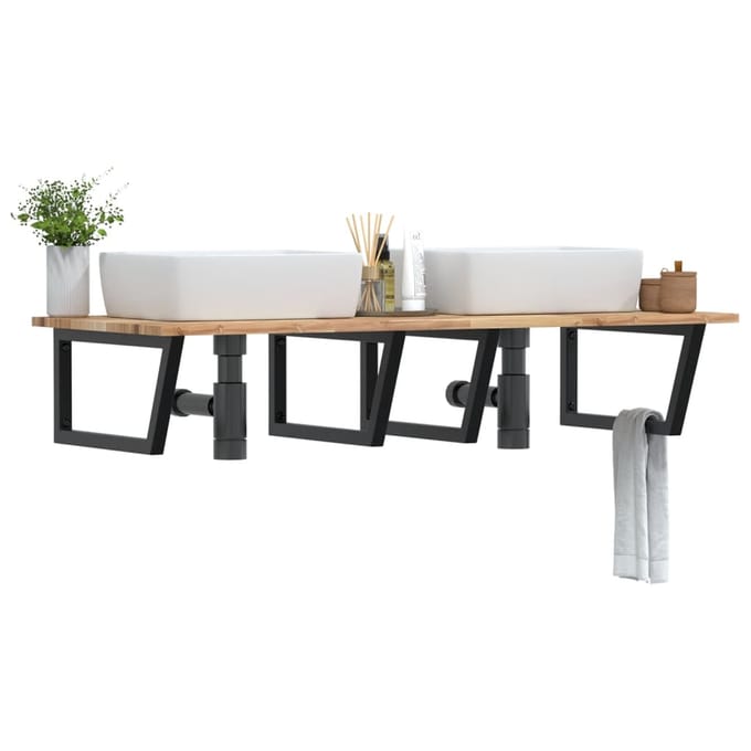 vidaXL - Badkamer - wandschap - staal - en - massief - acaciahout