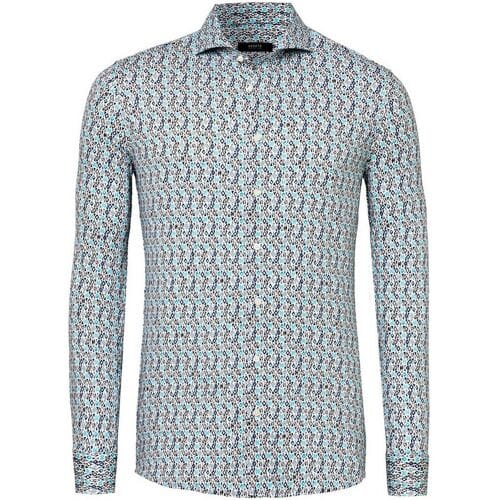 Desoto Luxury Overhemd Abstract Squares Triangles Fantasy Aqua-Bruin / male
