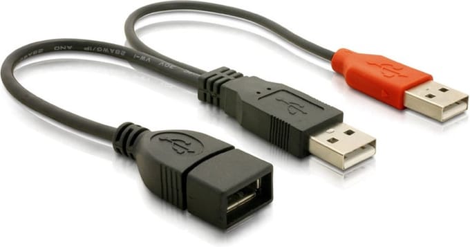 Delock - USB 2.0 Y Kabel - Voeding en Data USB Kabel - 0.2 meter