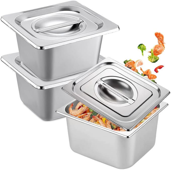 Dailygoods- Voedselcontainer Roestvrij Staal - Stapelbaar - Grillplaat - Marinerende Container - Keukenaccessoire - 0.8mm Dikte - Gastronorm Container