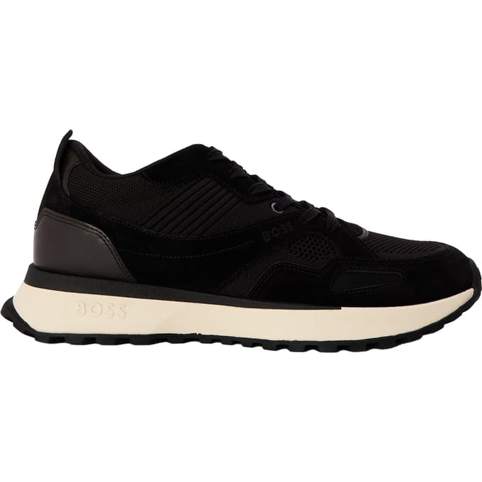 Boss Heren Jonah Run Leren Trainers (Zwart)