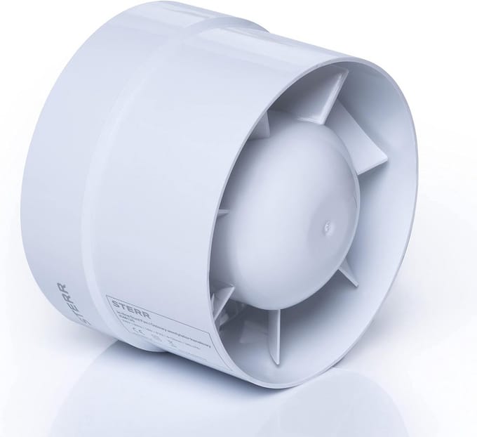 Kanaalventilator - Afzuiger Buis - Lucht Verversen - Stille Werking - 125 mm - Wit