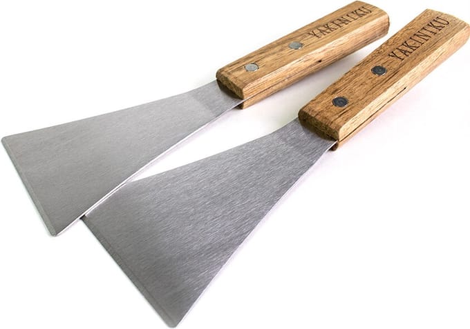 YAKINIKU Spatel Set - 2 Stuks - Kunststof Spatelset - RVS - Bruin - Lengte 23 cm - BBQ Accessoire