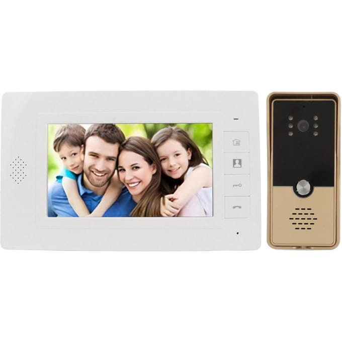 Sonnette vidéo avec écran 7 pouces, caméra HD à vision nocturne, interphone bidirectionnel, système de sonnette visuelle filaire EU Plug