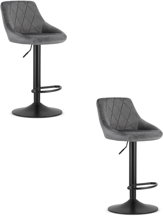 KAST kruk - grijs fluweel / zwarte basis x 2