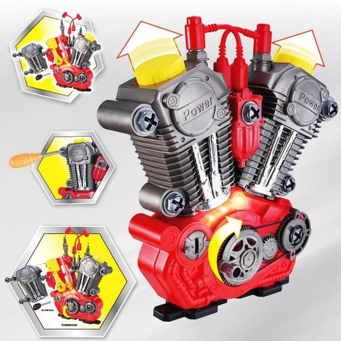 Kruzzel - Kleine Mechanicus Motor - Opbouw Speelgoed - Licht en Geluid - Educatief