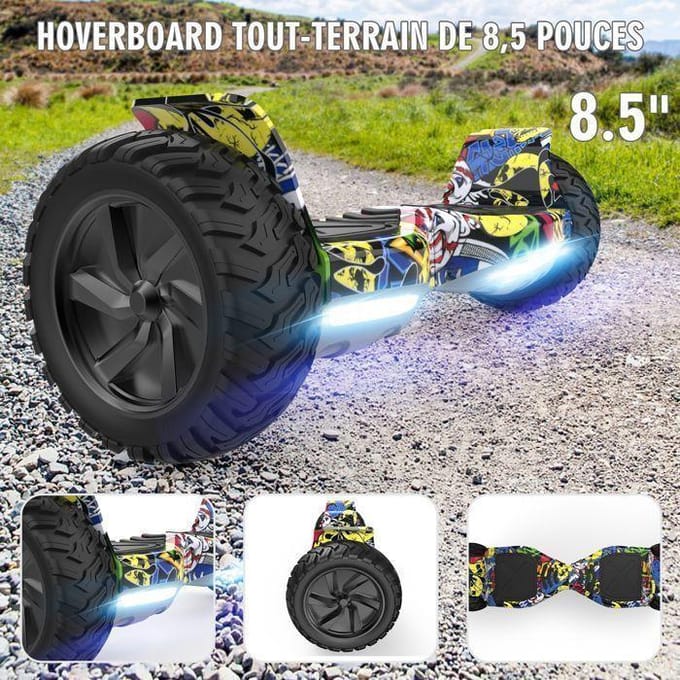 Hoverboard RCB 8,5 Inch Elektrische Scooter All-Terrain Gyropode Hummer Bluetooth LED + Hoverkart Karting Verstelbaar HIP-HOP