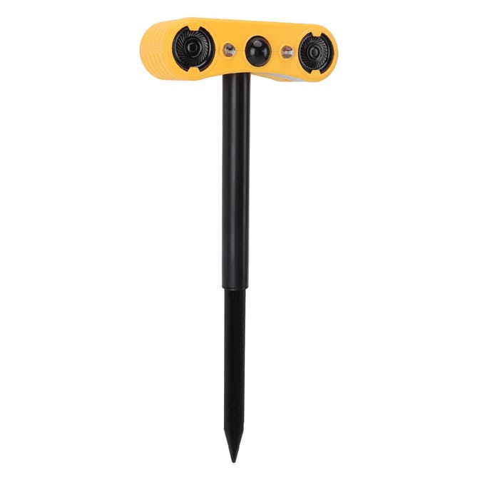 Zonne-energie Bewegingssensor Alarm Buiten Bewegingsgeactiveerd Stroboscooplicht 129dB Alarm voor Boerderijen Vijvers black