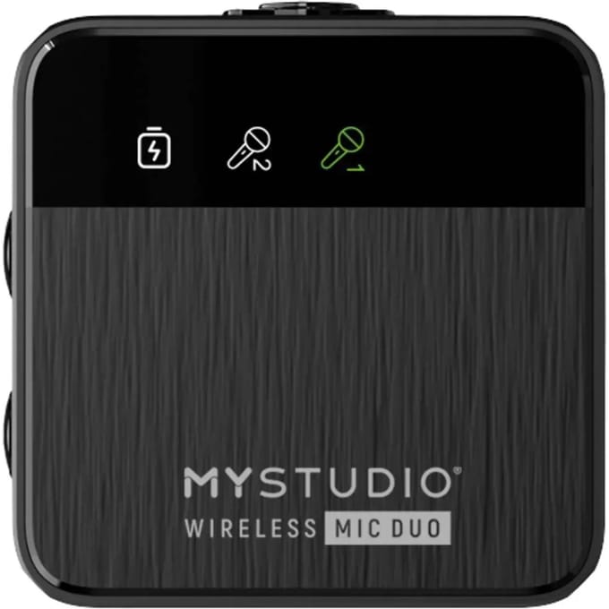 Dasspeld Studiomicrofoon Easypix MyStudio® Wireless Mic Duo Zendmethode:Kabelgebonden, Radiografisch Incl. windkap, Incl. microfoonstatief