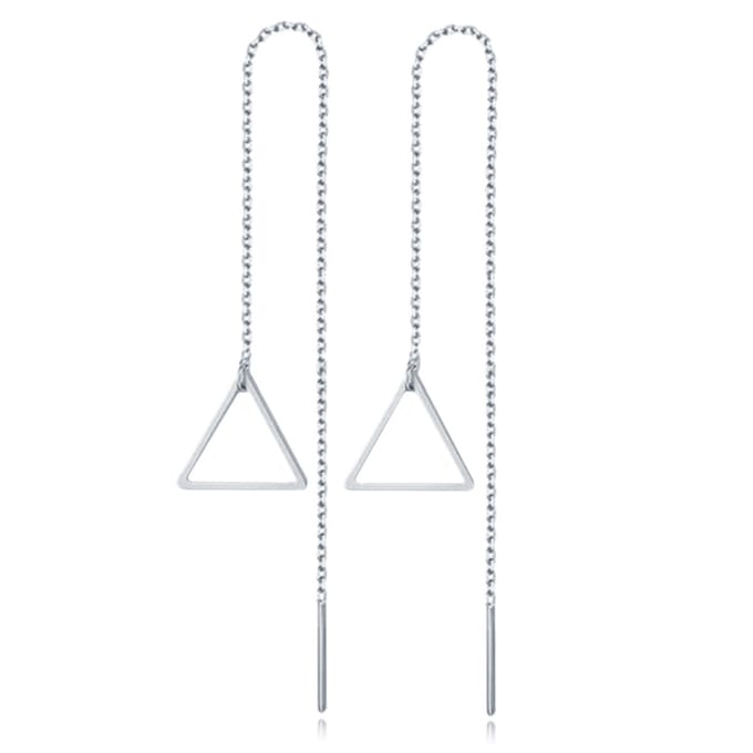 Zilverkleurige Triangle Oorbellen Dames Ketting van Edelstaal