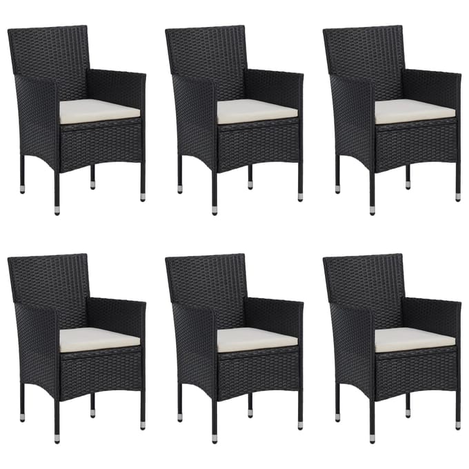 vidaXL - 7-delige - Tuinset - poly - rattan - zwart