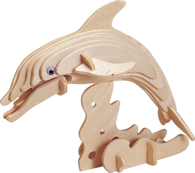 Houten puzzel dolfijn - 3D - 23 cm - bouwpakket - speelgoed