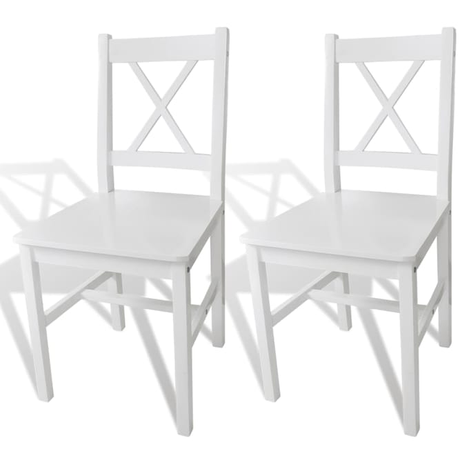 vidaXL - Eetkamerstoelen - 2 - st - grenenhout - wit