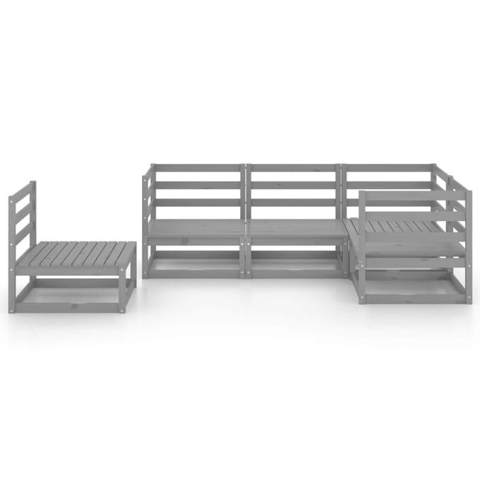 vidaXL - 5-delige - Loungeset - massief - grenenhout - grijs