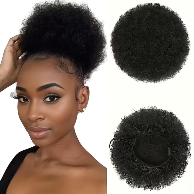 SassyGoods® Zwarte Hair Extensions Afro Bun Haarverlenging - Synthetisch Haar - 1 x 60g