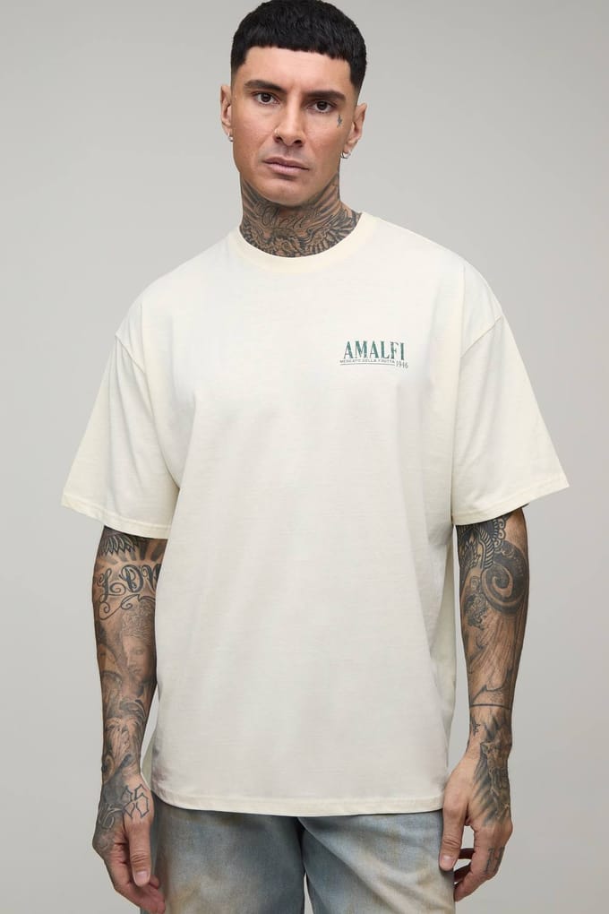 Lang Oversized T-shirt Met Amalfi-citroenprint | Ecru | Size Large