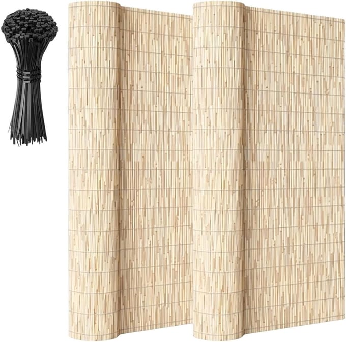 Rieten Schutting Rol - Privacyscherm Bamboe - Buitenruimte Creëren - 85% Schaduw - H180xL750cm - Wit