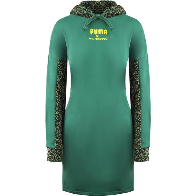 Puma x Mr. Doodle Pullover Lange Mouw Groen Dames Trui met Capuchon 598686 91