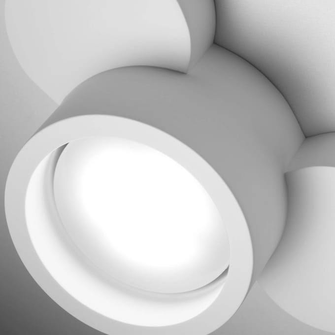 TECNICO by Sforzin Chio plafondlamp, wit, gips, 2-lamps, 31,5 cm lang, GX53