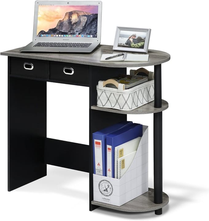 Compacte Laptoptafel of Computertafel in Frans Eiken en Zwart - Duurzaam en Stijlvol