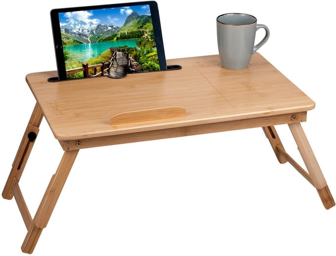 Laptoptafel / bedtafel - hout - 53 x 34 x 27,5 cm - multifunctioneel