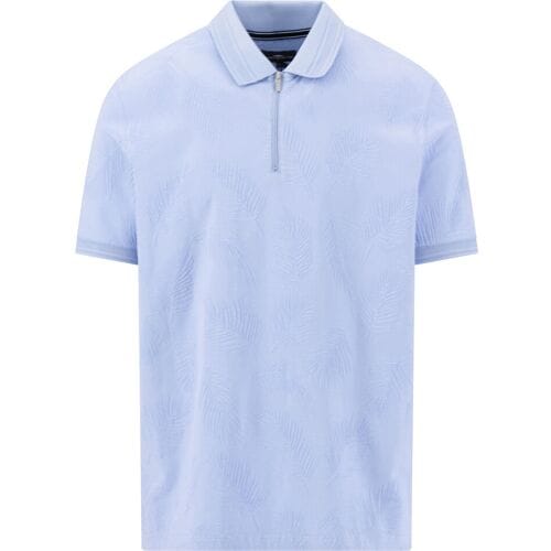 Fynch-Hatton Polo Jacquard Subtle Leaves Zip Collar New Breeze / male
