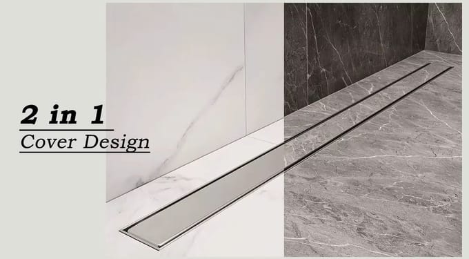 Luxe RVS Douchegoot met flens - douche Afvoer- RVS - Tegelinzetbaar -80cm