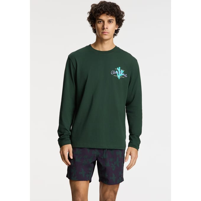 Shiwi Jude Regular Longsleeve Paradise Green Leaf Taglia: M | Maglie a manica lunga Outlet | Uomo | Verde