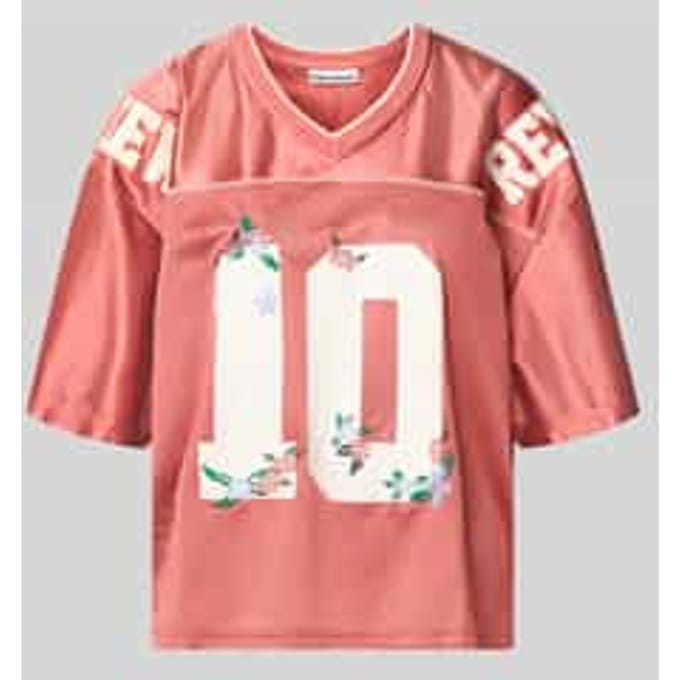 Sport tricot met labelprints en V-hals