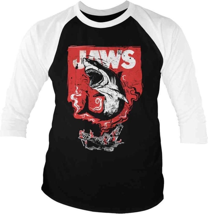 Jaws Raglan top -2XL- Shark Smoke Zwart/Wit