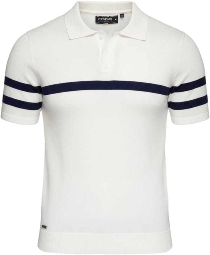 OMBRE Polo - Viscose - Korte Mouw Wit / Marineblauw L