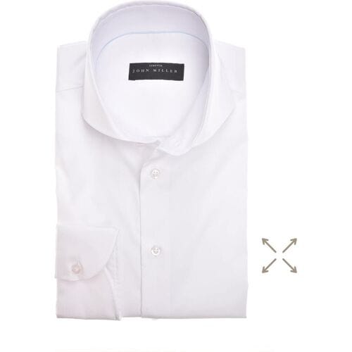 John Miller Overhemd Slim Stretch Uni Wit / male