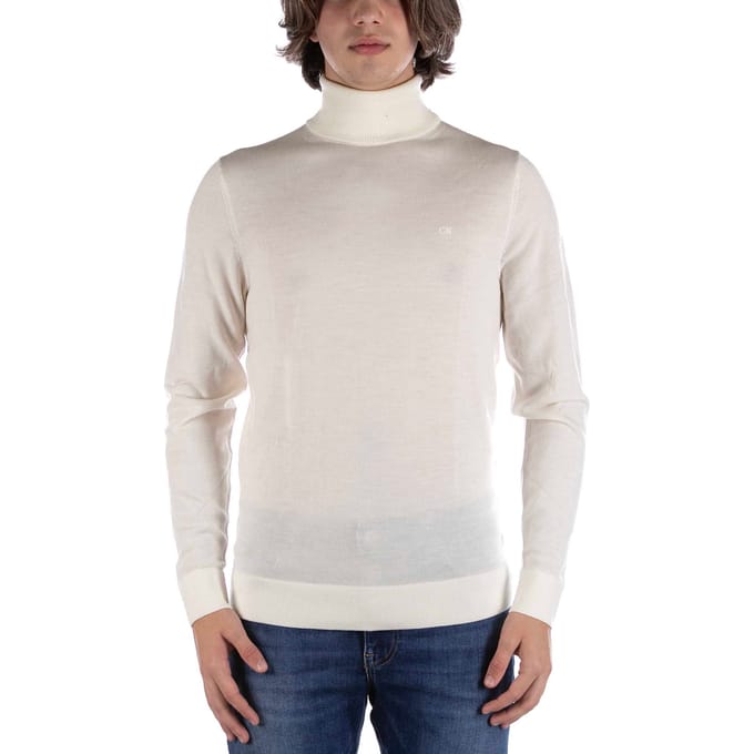 Calvin Klein Superior Wol Schildpad Crème Trui