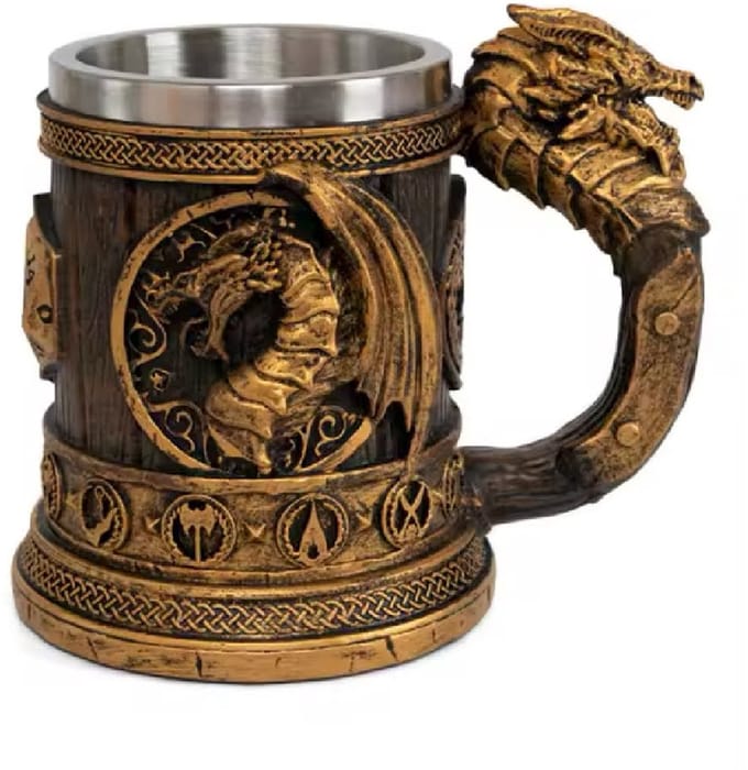 Lapi Toys - Dungeons and dragons mok - Drinkbeker - 600ml - Staal - Goud